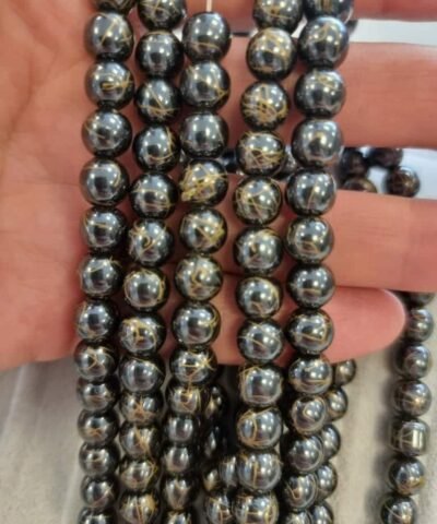 8 MM Çizgili Kahve Hematit Doğal Taş