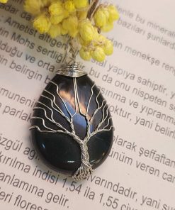Damarlı Damla Oniks Taşı Kolye Ucu