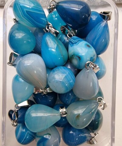 Damla Dogal Tas Kolye Ucu Mavi Akik