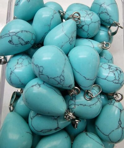 Damla Dogal Tas Kolye Ucu Turkuaz