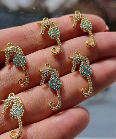 Deniz Ati Renkli Zirkon Tasli Kolye Ucu 6