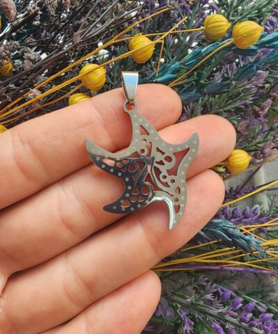 Deniz Yıldızı Zirkon Taşlı Çelik Kolye Ucu - 502