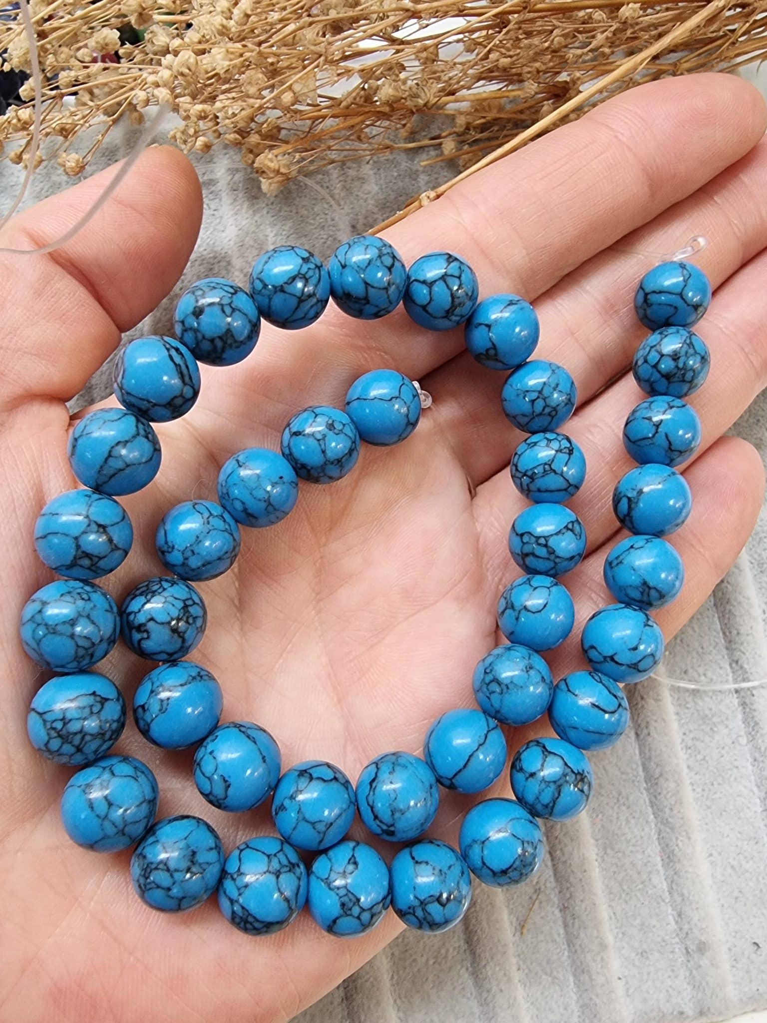 Desenli Dogal Tas Boncuk Cesitleri 10 Mm 514