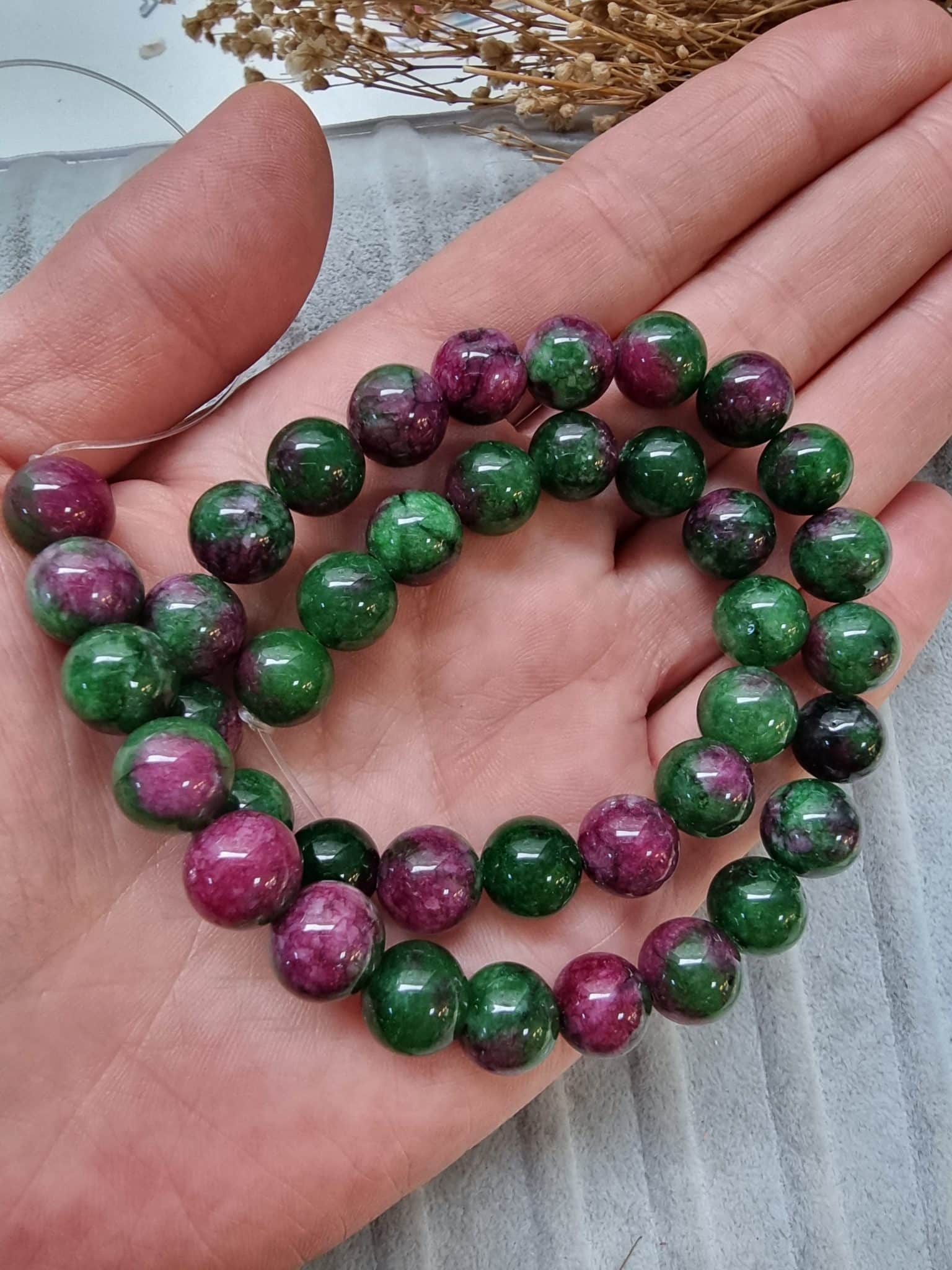 Desenli Dogal Tas Boncuk Cesitleri 10 Mm 523