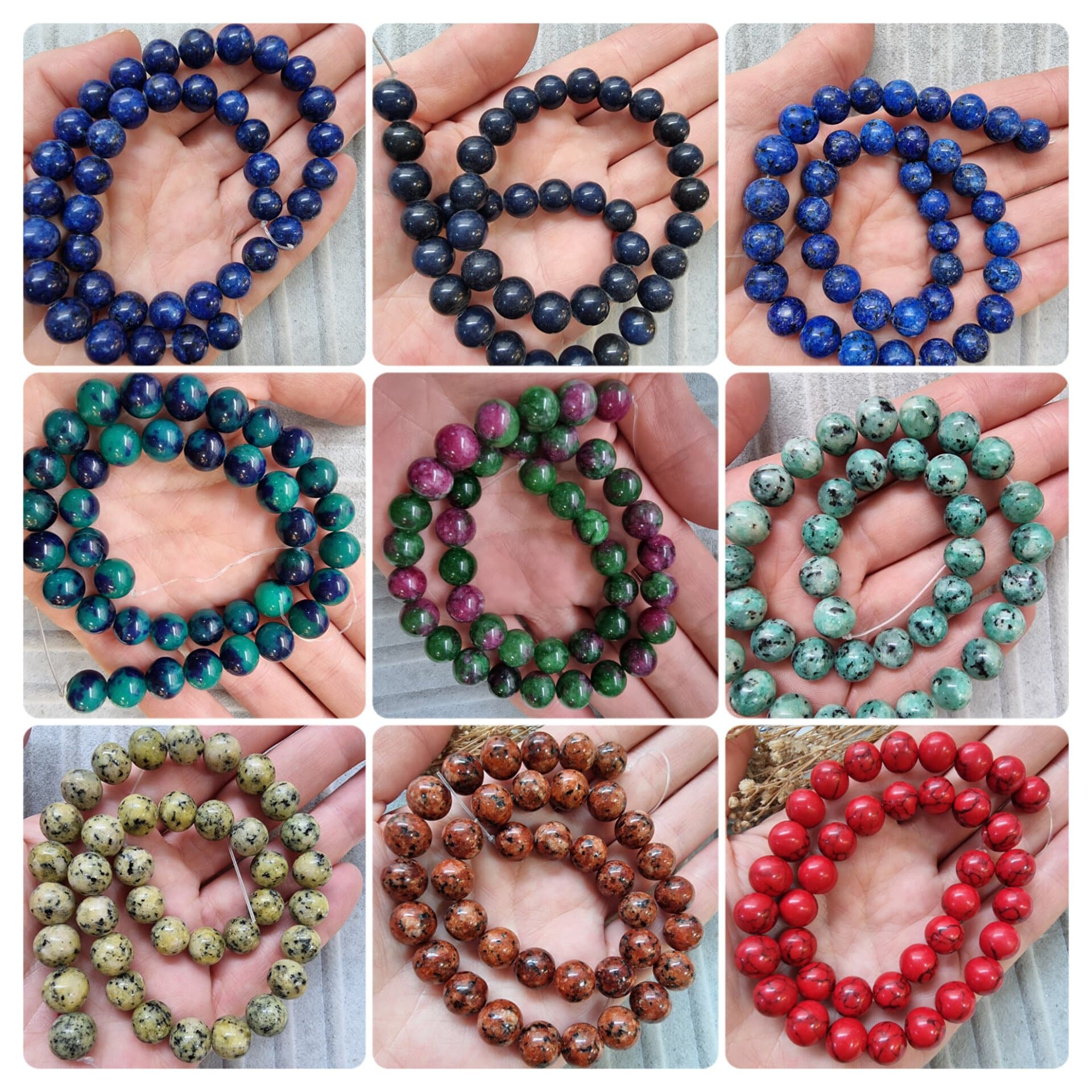 Desenli Dogal Tas Boncuk Cesitleri 10 Mm