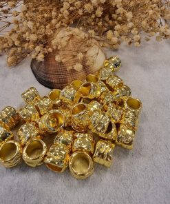 Desenli Silindir Kararmaz Takı Malzemesi Gold