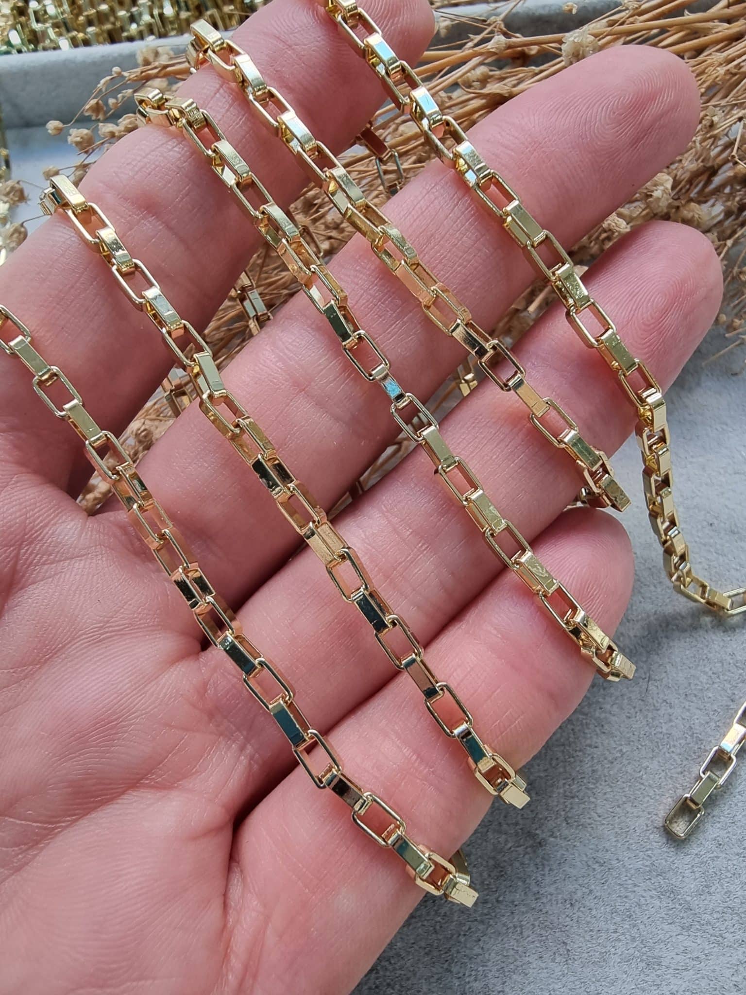 Dikdortgen 3x5 Mm Gold Taki Zinciri 3