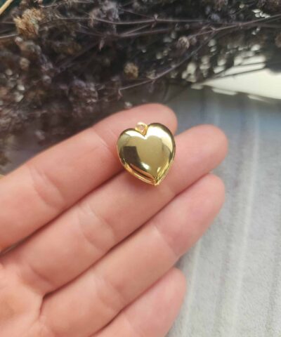 Düz Kalp 3D Altın Kaplama Kolye Ucu - 501