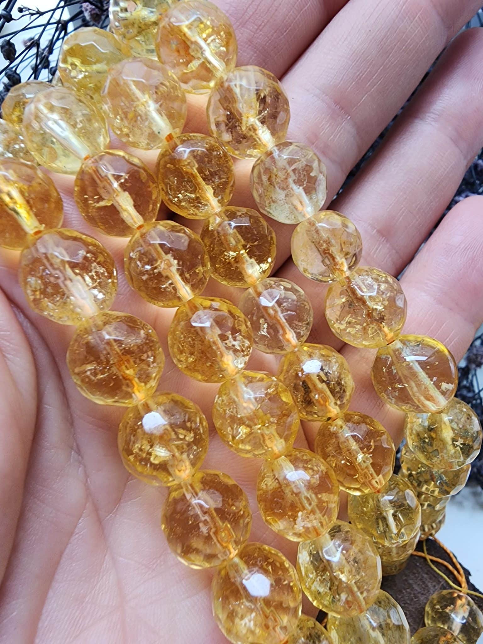 Faset Kesimli Sitrin Dogal Tas Dizi Cesitleri 12 Mm
