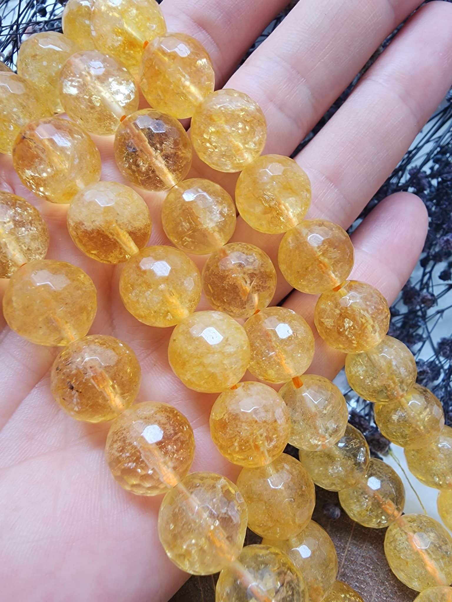 Faset Kesimli Sitrin Dogal Tas Dizi Cesitleri 14 Mm