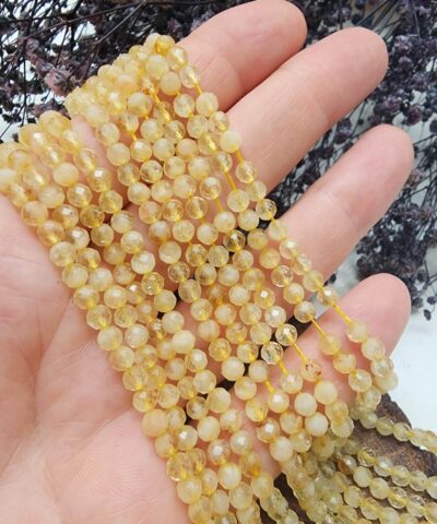 Faset Kesimli Sitrin Dogal Tas Dizi Cesitleri 4 Mm