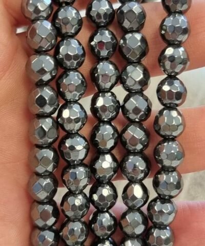 Faset Küre Parlak Hematit Doğal Taş 8 mm