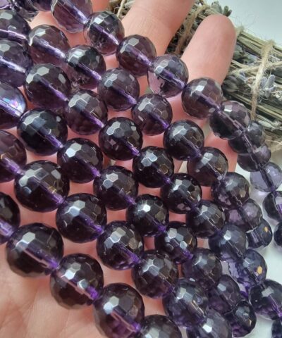 Fasetli Ametist Renkli Kuvars Dogal Tas 12 Mm