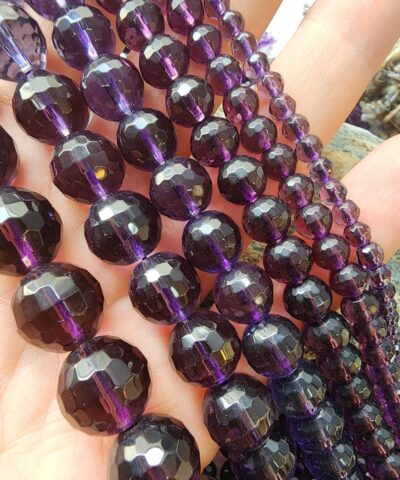 Fasetli Ametist Renkli Kuvars Dogal Tas