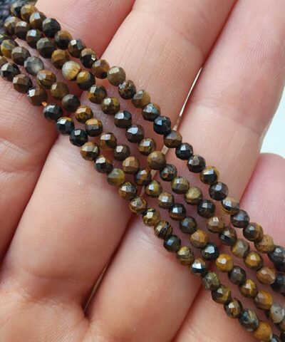 Fasetli Kahve Kaplan Gozu Aa Dogal Tas Dizi 3 Mm