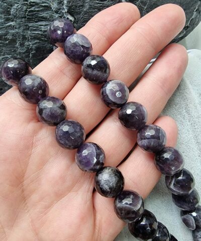 Fasetli Kure Ametist Dogal Tas Boncuk 12 Mm