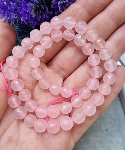 Fasetli Pembe Kuvars Dogal Tas Dizi 3