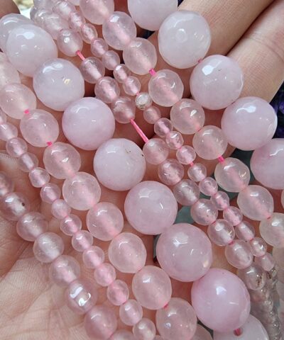 Fasetli Pembe Kuvars Dogal Tas Dizi 7