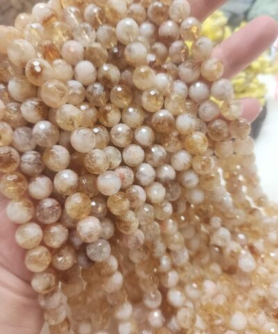 Feset Buzlu Sitrin Doğal Taş Dizi AAA - 10 MM