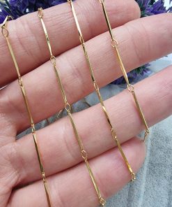0.8 MM Gold Çubuk Halka Desenli Takı Zinciri