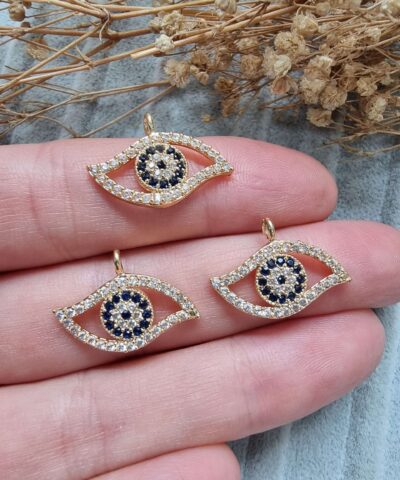 Goz Renkli Zirkon Nazar Kolye Ucu Scaled