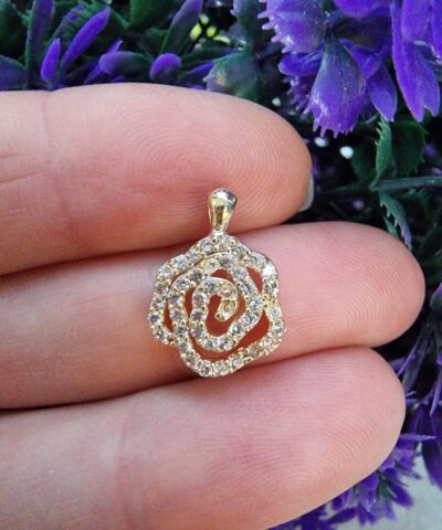 Gul Motifli Tasli Kolye Ucu 6