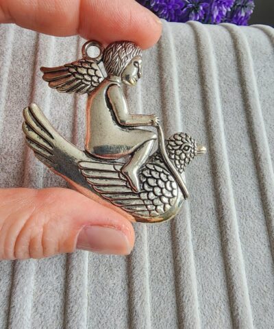 Guvercinli Melek Dokum Kolye Ucu 2