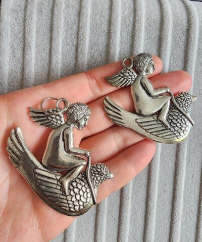 Guvercinli Melek Dokum Kolye Ucu