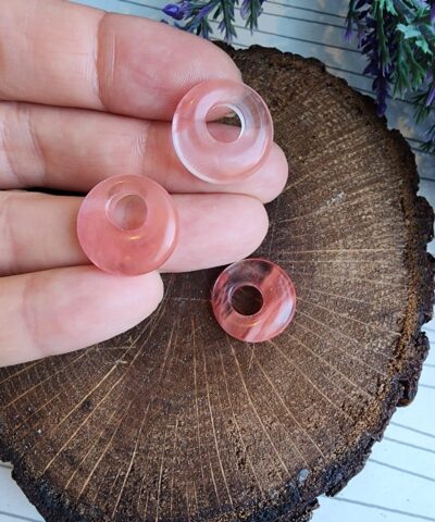 Halka Gul Kuvars Dogal Tas Kolye Ucu 2