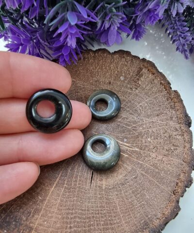 Halka Obsidyen Dogal Tas Kolye Ucu