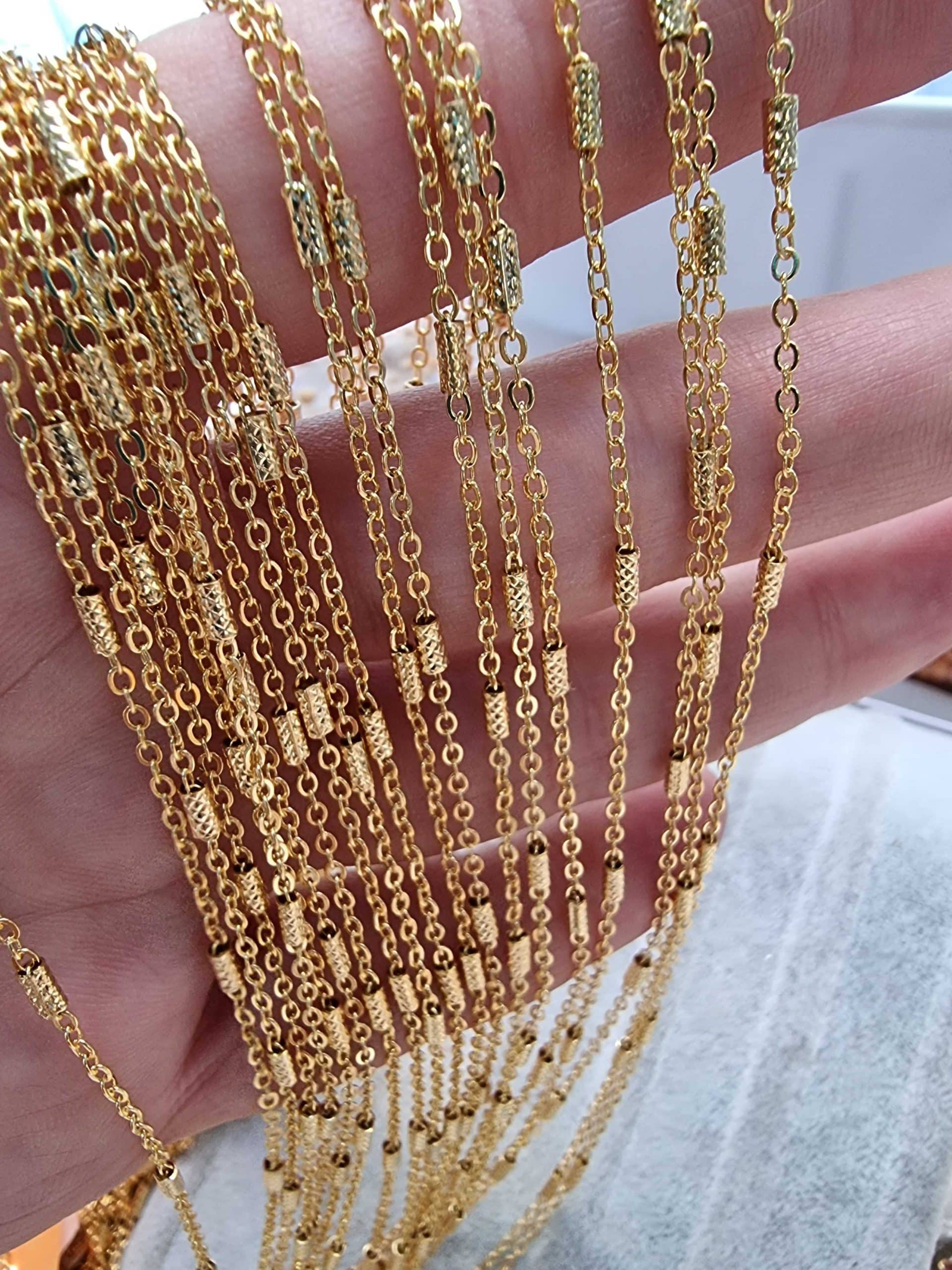 Halka Ve Boru Desenli Zincir Gold