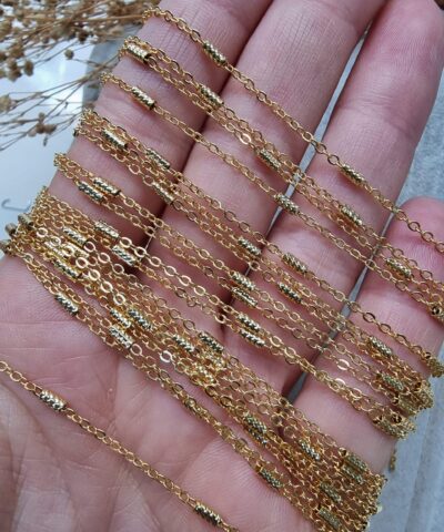 Halka Ve Boru Desenli Zincir Gold