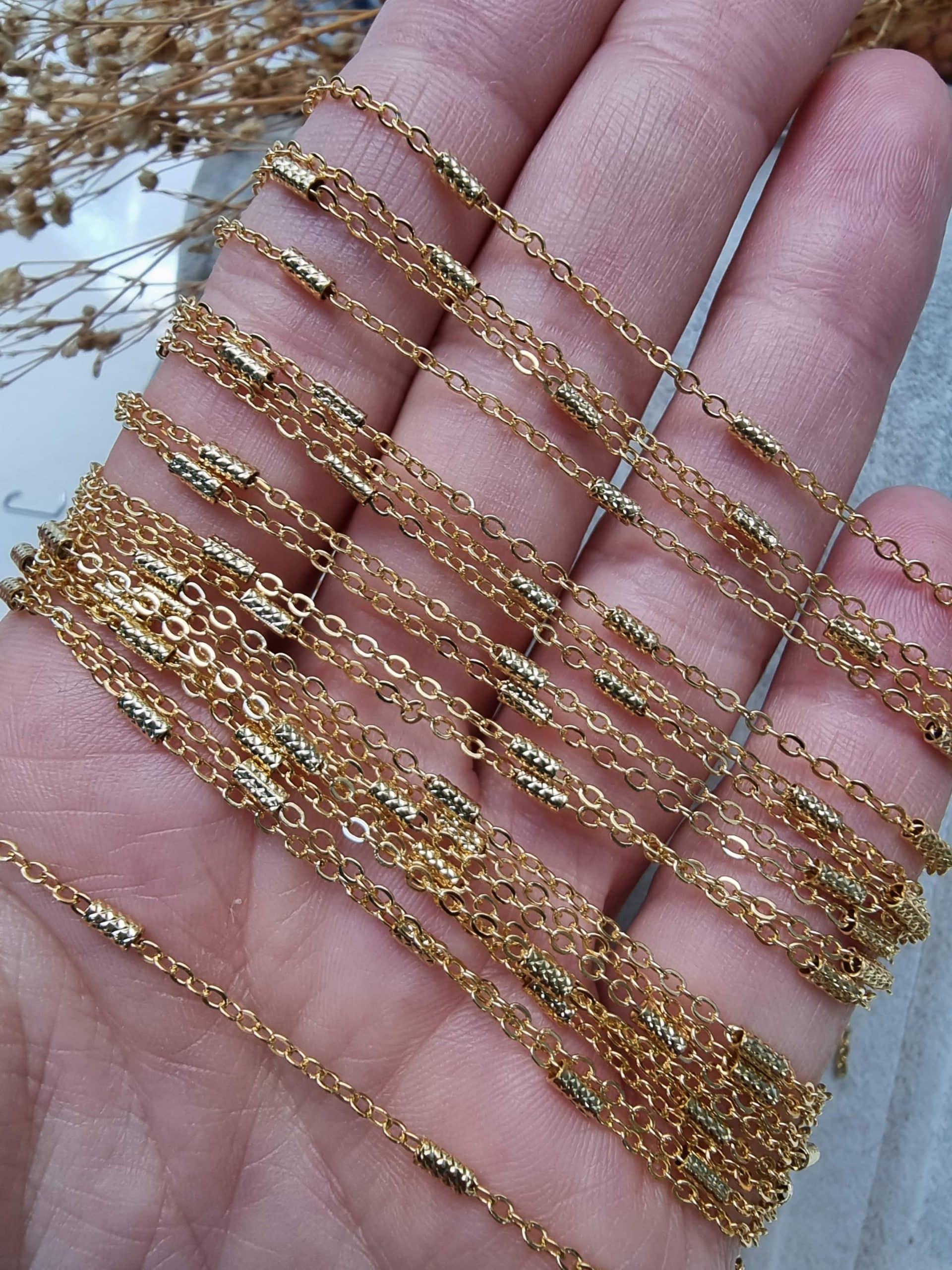 Halka Ve Boru Desenli Zincir Gold