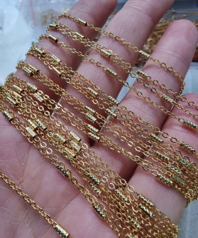 Halka Ve Boru Desenli Zincir Gold