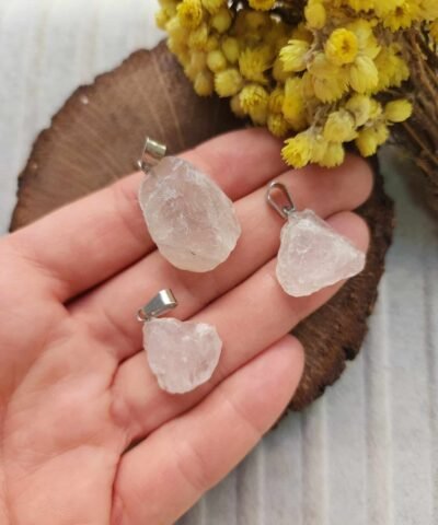 Ham Kristal Kuvars Taşı Kolye Ucu