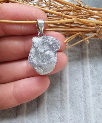 Ham Kutle Dogal Tas Kolye Ucu Akuamarin