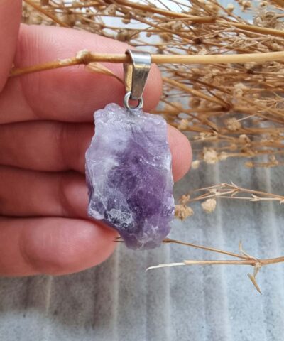 Ham Kutle Dogal Tas Kolye Ucu Ametist