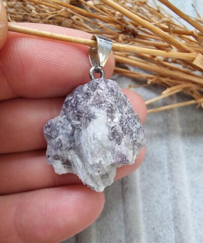 Ham Kutle Dogal Tas Kolye Ucu Lepidolit