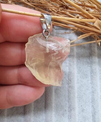 Ham Kutle Dogal Tas Kolye Ucu Limon Kuvars