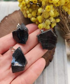 Ham Obsidyen Taşı Kolye Ucu