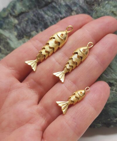 Turuncu Gözlü Hareketli 3D Balık Kolye Ucu