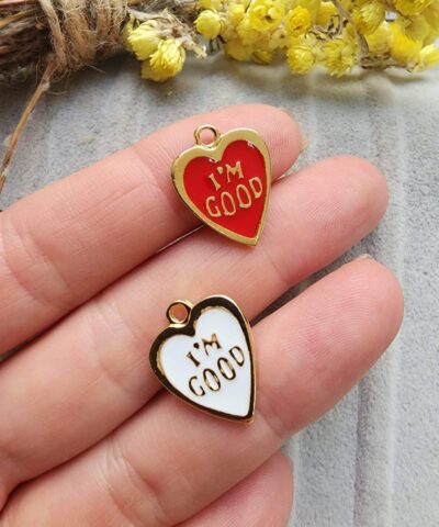 I'M Good Yazılı Kalp Kolye Ucu