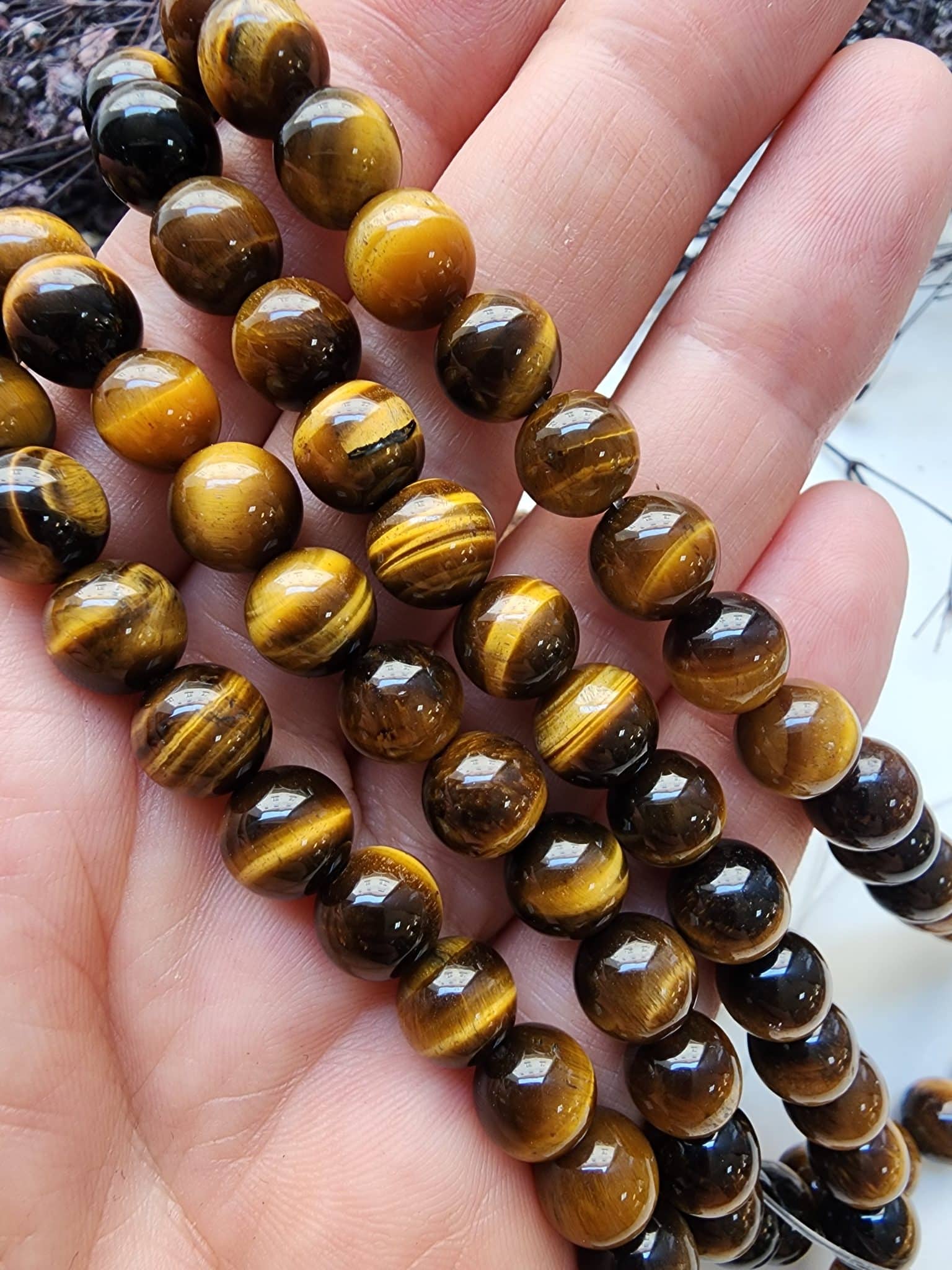 Kahve Kaplan Gozu Aaa Dogal Tas Dizi 8 Mm
