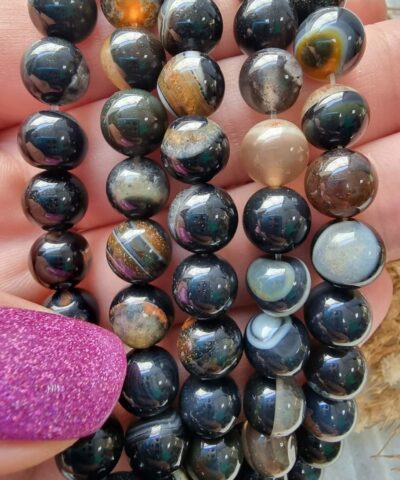 Kahve Siyah Akik Dogal Tas 3