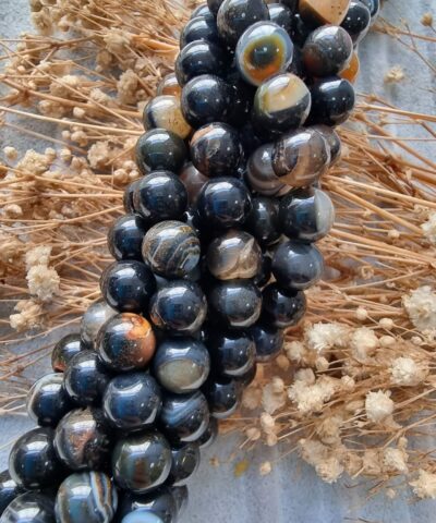 Kahve Siyah Akik Dogal Tas 4