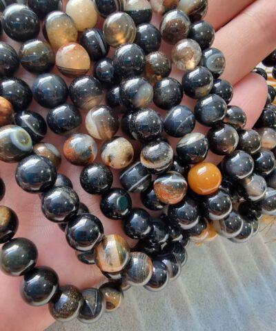 Kahve Siyah Akik Dogal Tas