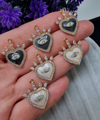 Kalp Gozlu Premium Zirkon Tasli Kolye Ucu