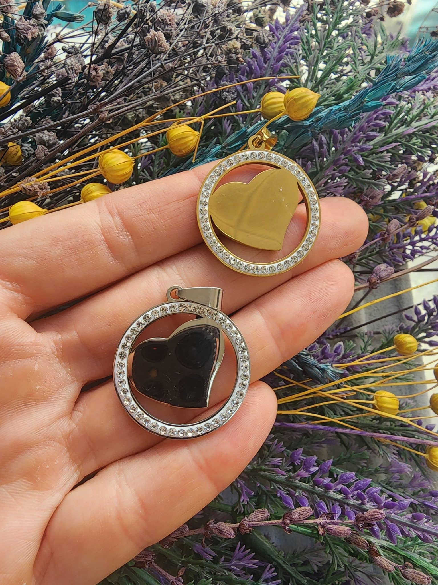 Kalp Zirkon Taşlı Çelik Kolye Ucu