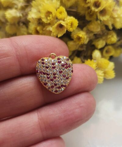 Kalp Zirkon Taşlı Kolye Ucu