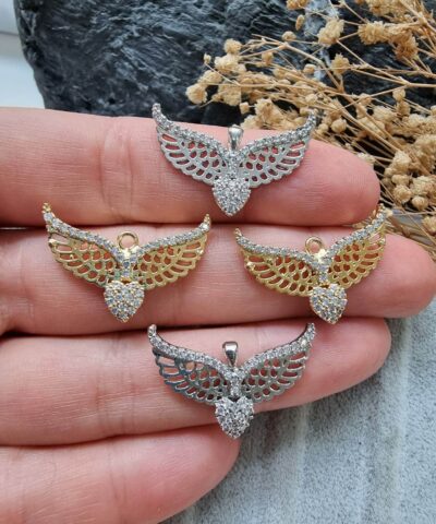 Kalpli Kanatlar Zirkon Tasli Kolye Ucu 2